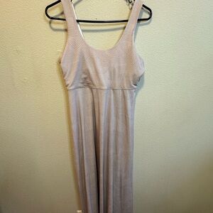 prAna Medium Sleeveless Midi Dress Back Bow Cutout Stretch Neutral